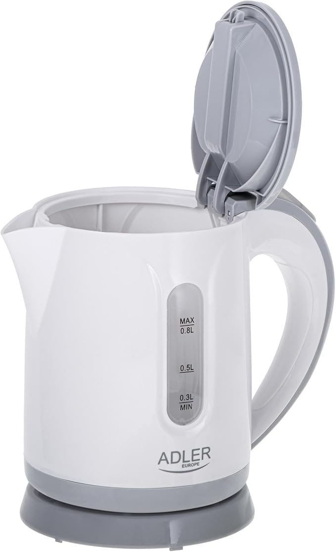 Adler Europe AD 1371 Compact Electric Kettle - 0.8L, 850W, White/Grey