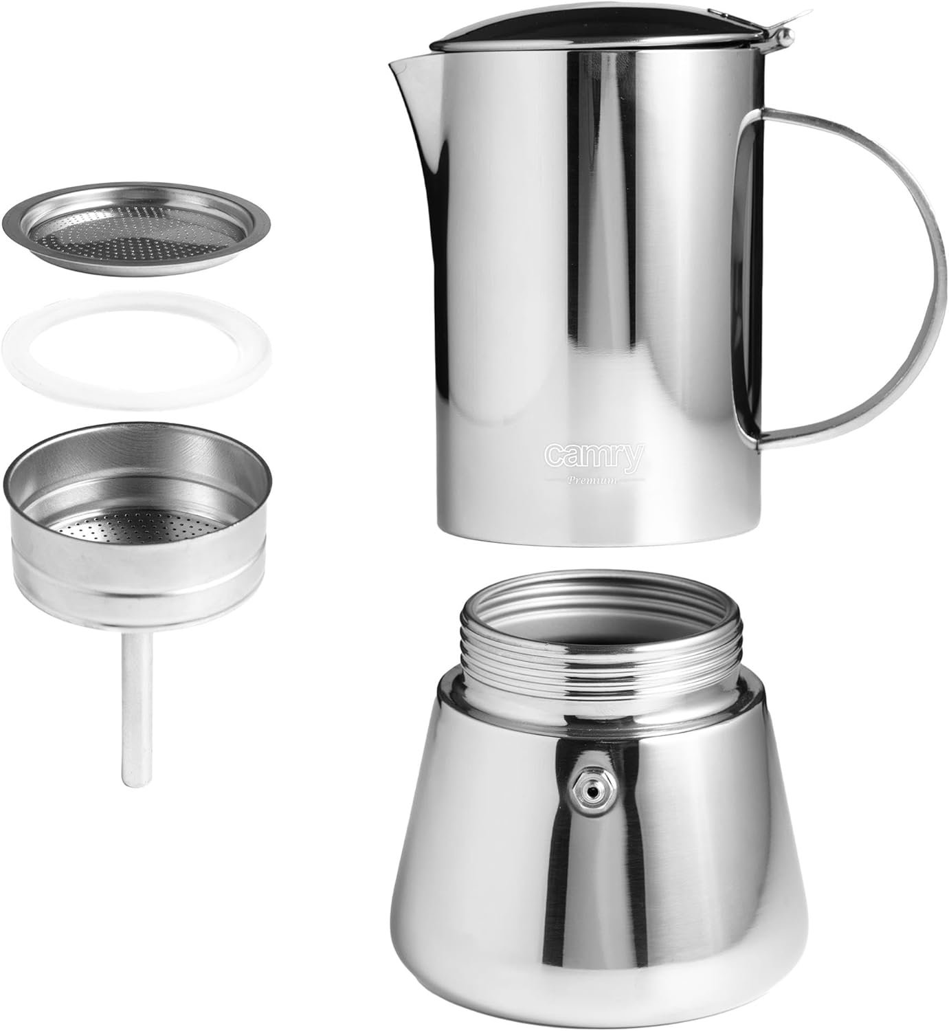 Adler AD 4417 Espresso Coffee Maker – 620ml Stainless Steel Moka Pot, 10-Cup Stovetop Espresso Maker
