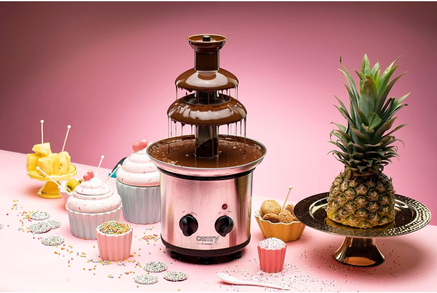 Camry CR 4488 Chocolate Fountain 320W – Stainless Steel 3-Tier Chocolate Fondue Machine
