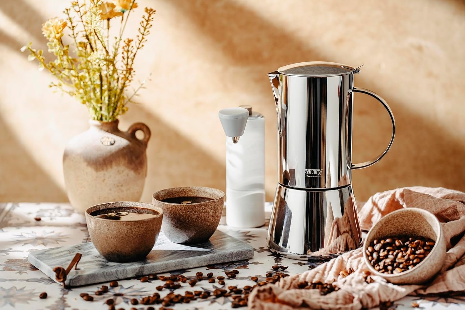 Adler AD 4417 Espresso Coffee Maker – 620ml Stainless Steel Moka Pot, 10-Cup Stovetop Espresso Maker