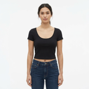 Women's Ribbed Scoop Neck Crop Top