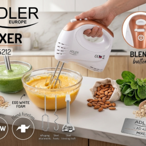 Adler Europe 3-in-1 Hand Mixer & Blender Combo – 550W Power with Attachments – AD 4212