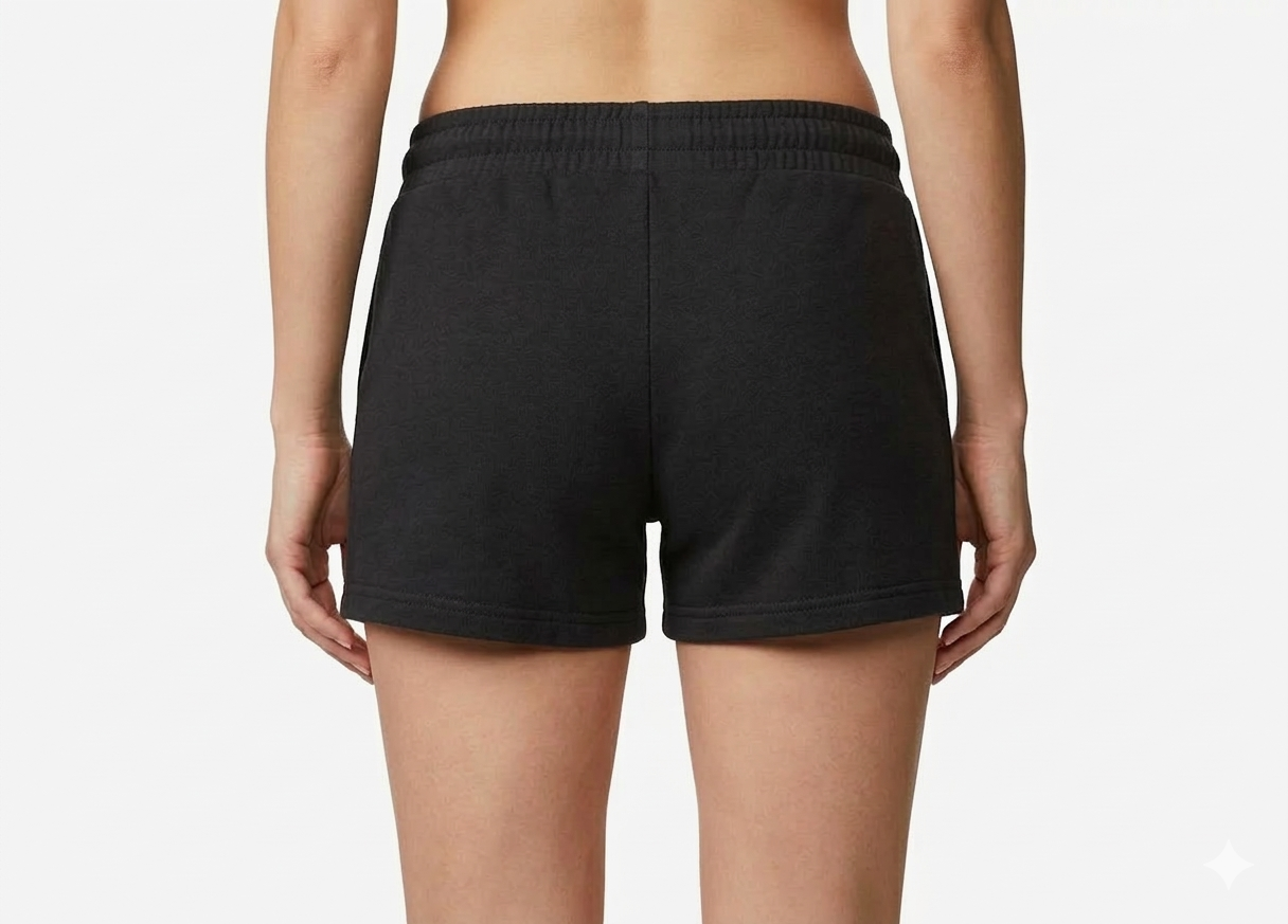 Women’s Cotton Sweat Shorts with Contrast Drawstring – Charcoal Black