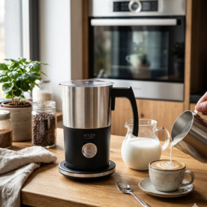 Adler AD 4497 Electric Milk Frother 1000W – Hot & Cold Foam Maker 300ml Stainless Steel