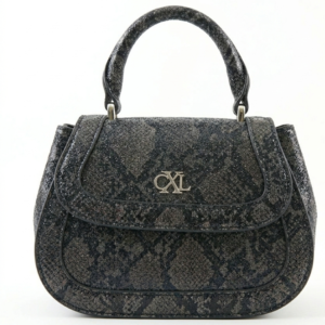 Python-Embossed Vegan Leather Top-Handle Satchel