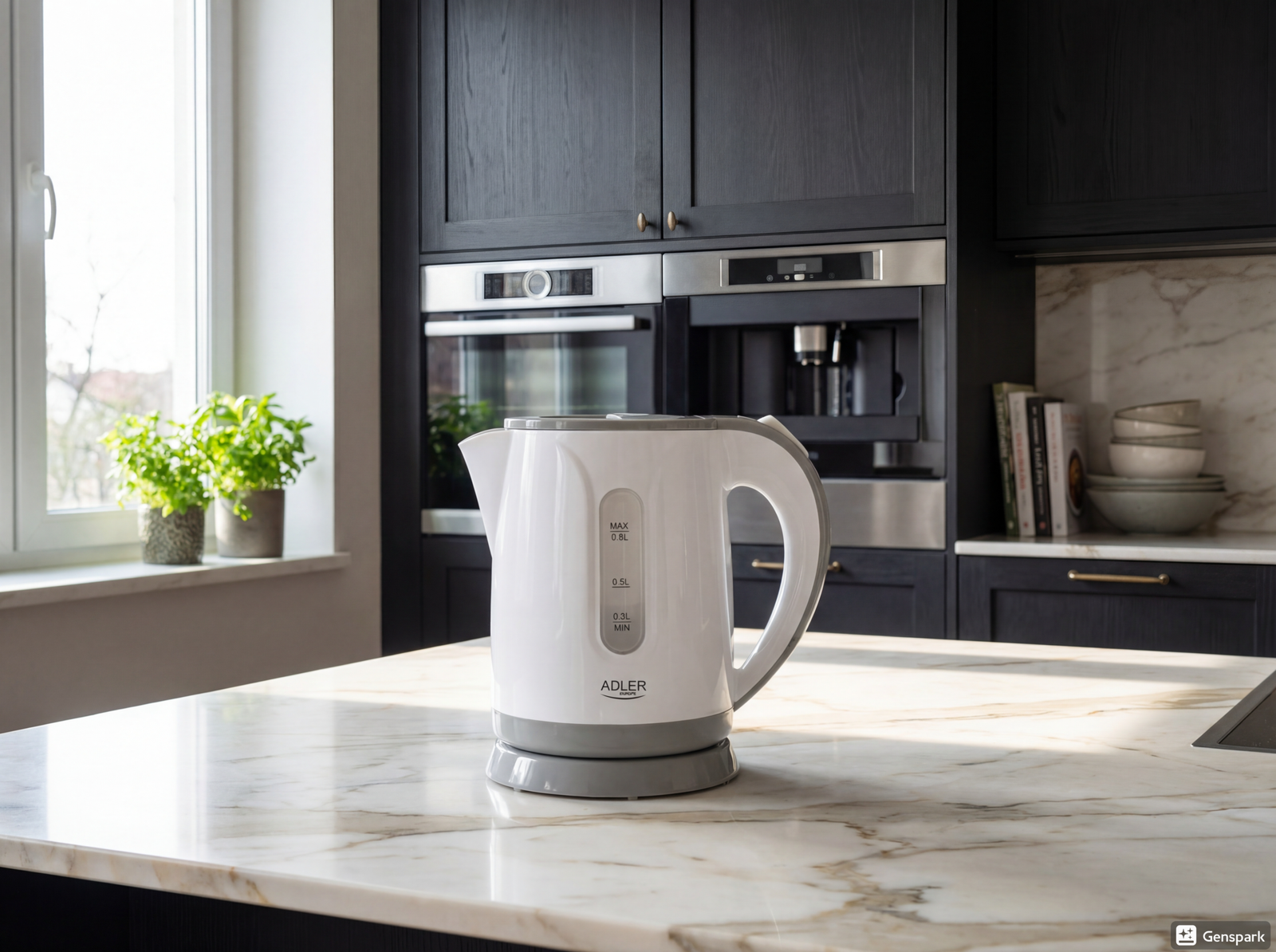 Adler Europe AD 1371 Compact Electric Kettle - 0.8L, 850W, White/Grey