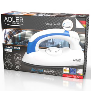 Adler AD 5015 Compact Travel Iron with Folding Handle – 700W
