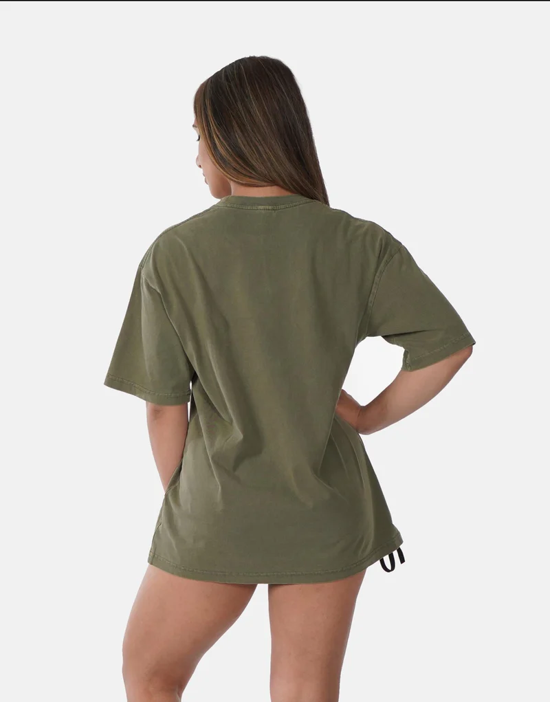 Women's Casual Olive Green Heart Graphic T-Shirt