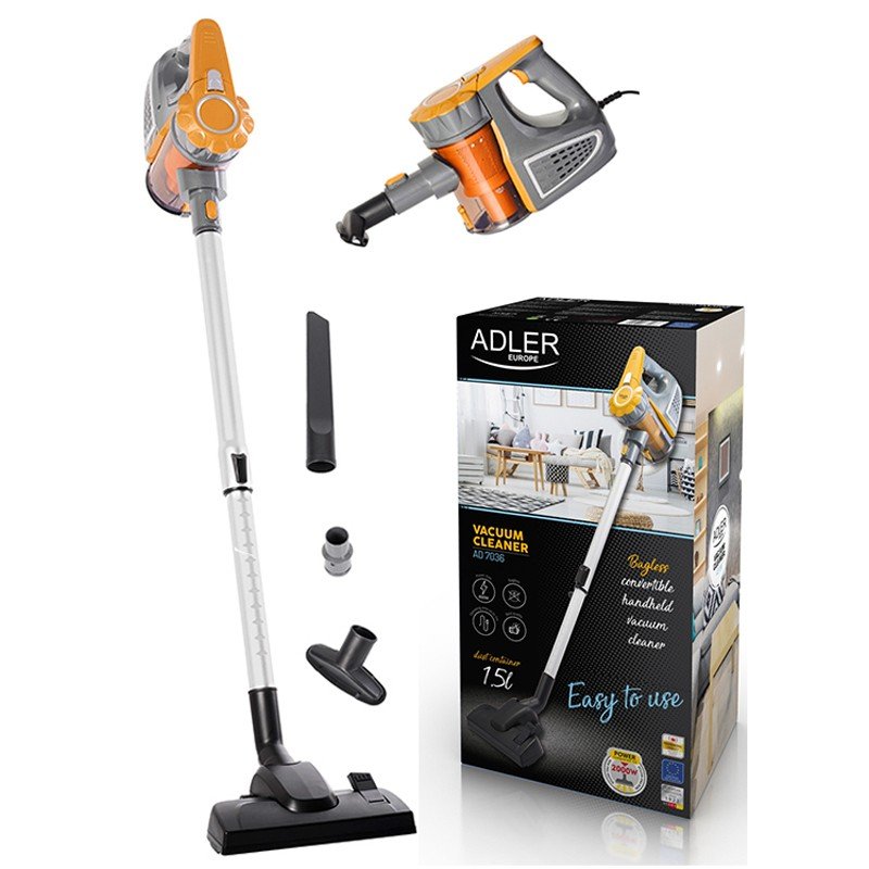 Adler AD 7036 Handheld Bagless Vacuum Cleaner – 2-in-1 Upright & Handheld, 800W, 7m Range