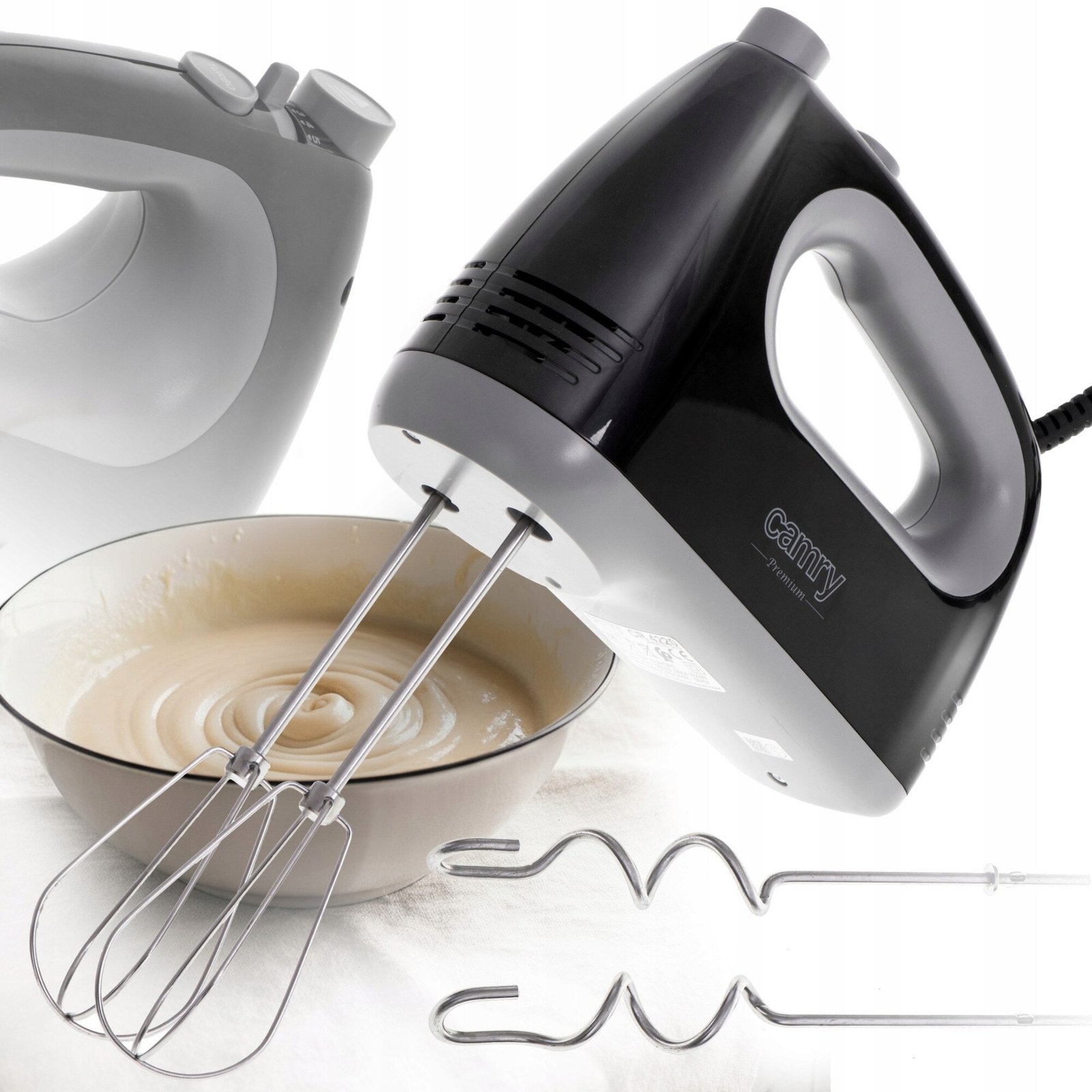 Camry Premium CR 4220 Hand Mixer - 750W Powerful Electric Mixer with 5 Speeds, Turbo Function, and Stainless Steel Attachments