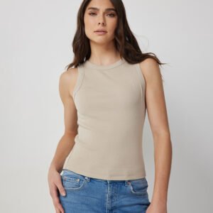 Women's Ribbed High-Neck Tank Top