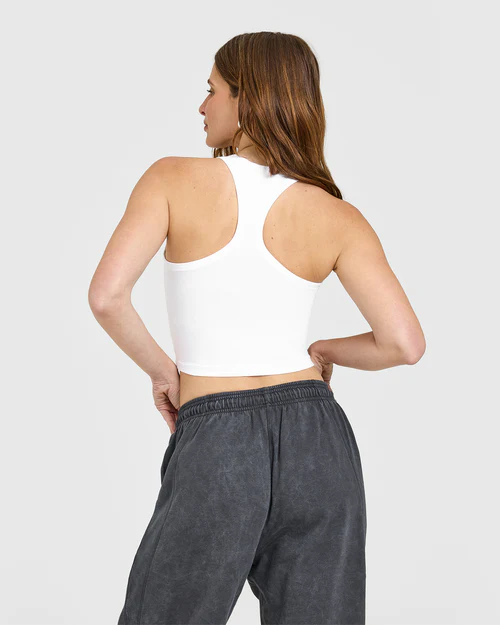 Ardene Women's Cotton Fitted Mid-Vest Scoop Neck Tank Top - Bright White