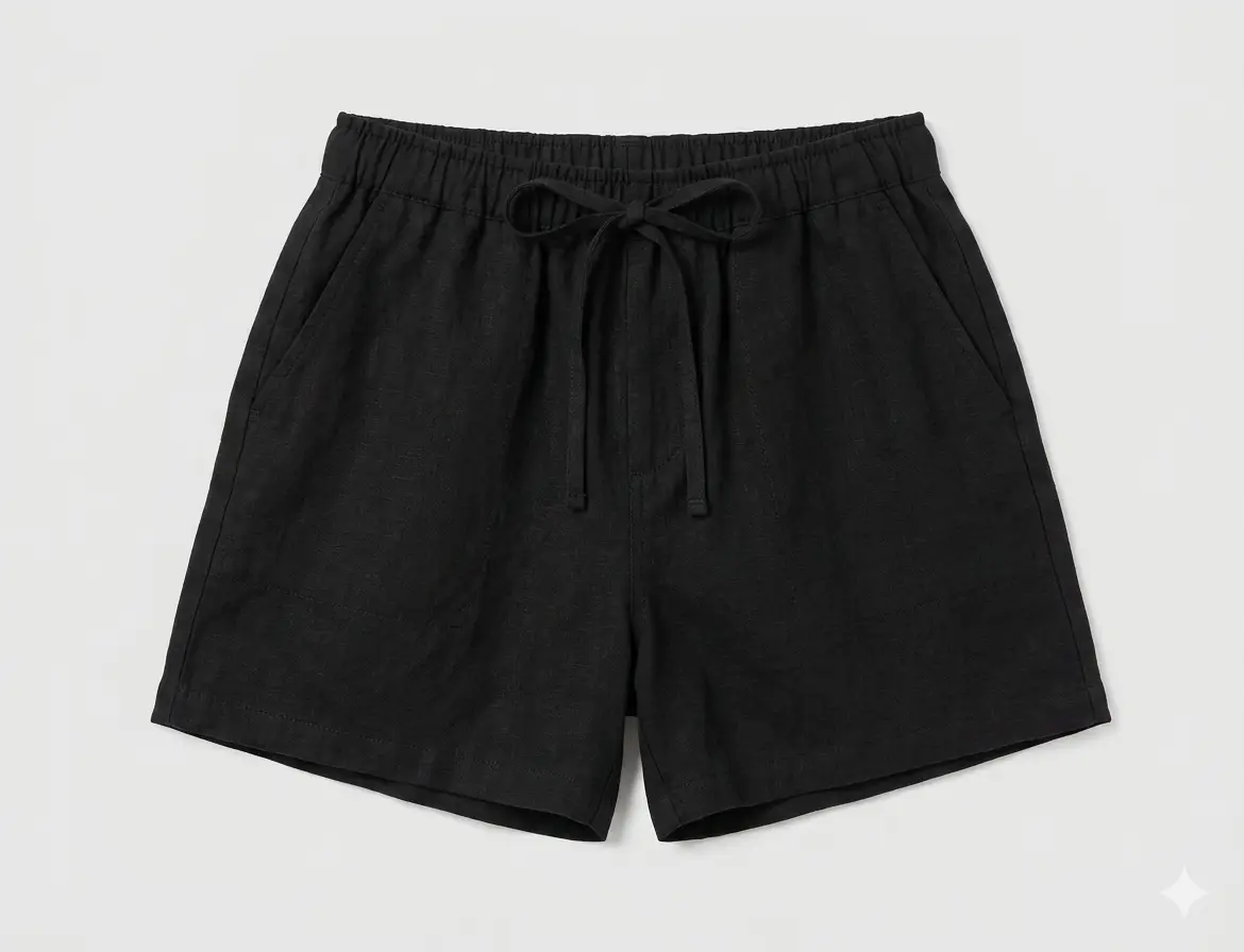 Women’s Black Linen Blend Drawstring Shorts – Elastic Waist Summer Casual Shorts | Ardene