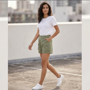 Women’s Cargo Shorts by Ardene – Olive Green High Waist Utility Shorts