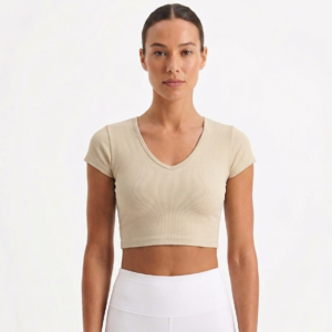 Women's Ribbed V-Neck Crop Top