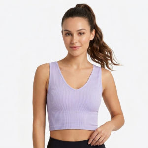 Women's Ribbed Seamless V-Neck Crop Top