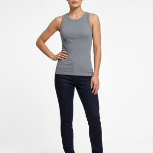 DAZY Women's Ribbed Crew Neck Sleeveless Slim Fit Tank Top - Heather Gray