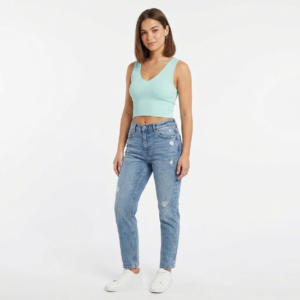 Women's Mint Green Ribbed Crop Top