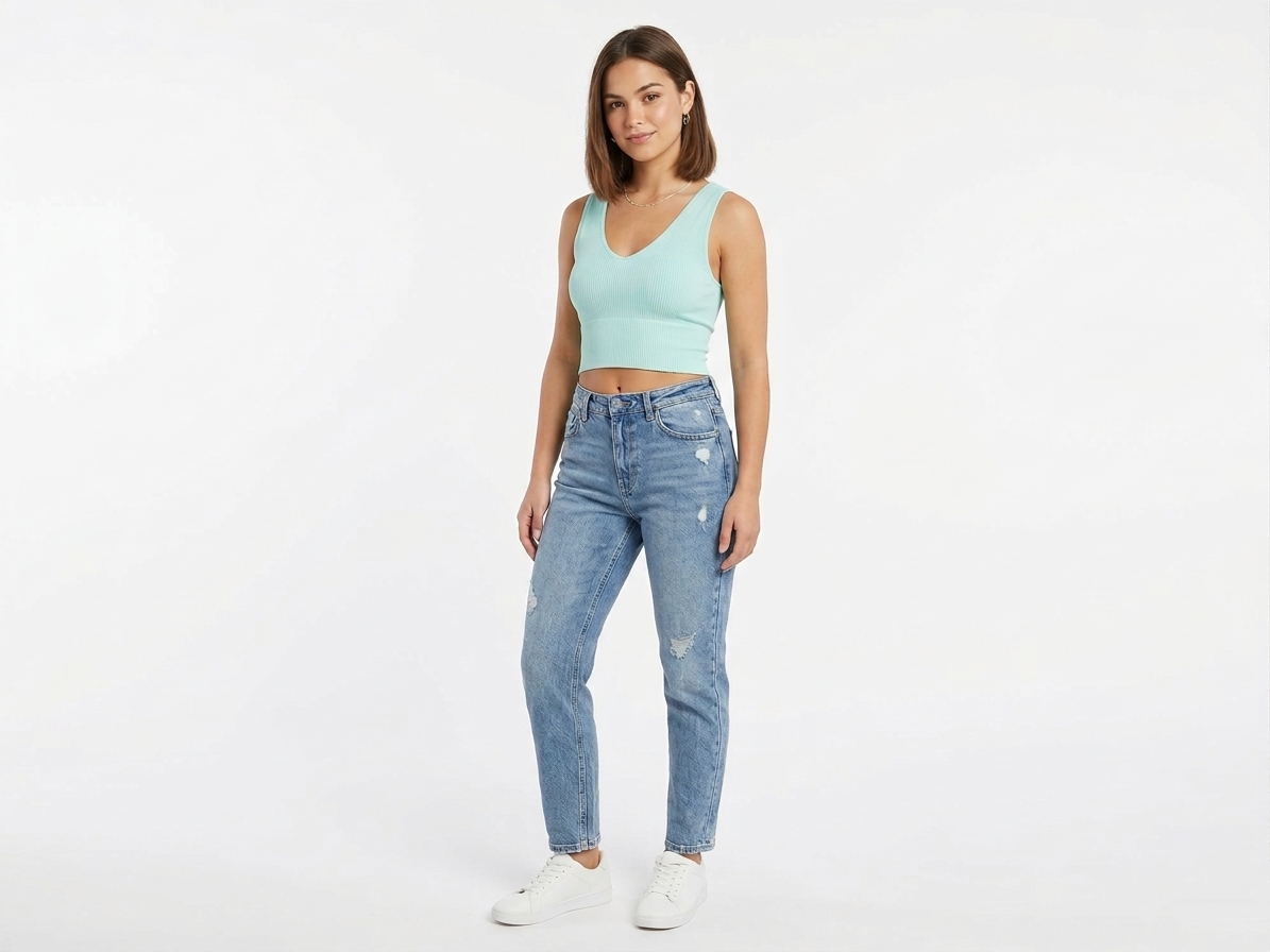 Women's Mint Green Ribbed Crop Top