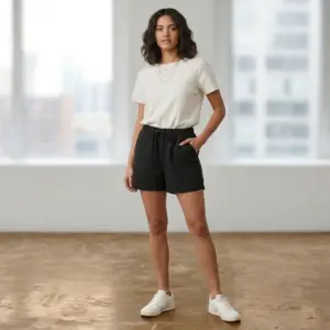 Women’s Black Linen Blend Drawstring Shorts – Elastic Waist Summer Casual Shorts | Ardene