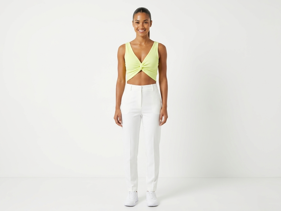 Women's Ribbed Twist-Front Crop Top