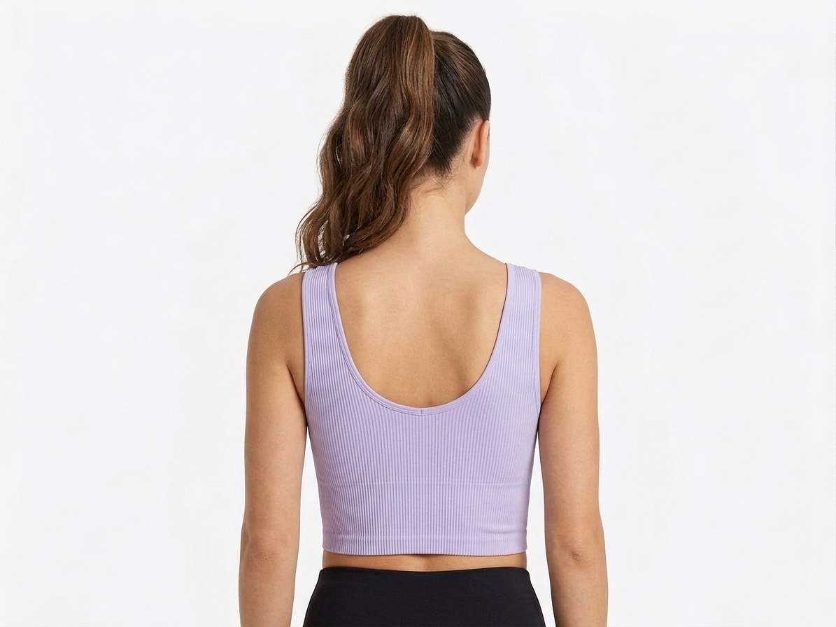 Women's Ribbed Seamless V-Neck Crop Top