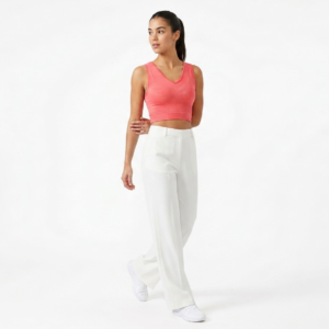 Women's Ribbed V-Neck Seamless Crop Top